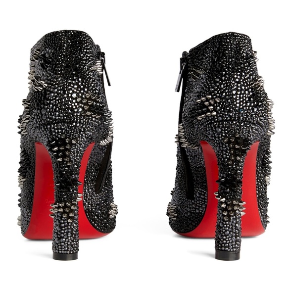 Louboutin Embellished Suede Eleonor Bling Bang Heeled Boots 100 - size 38 - Picture 4 of 5